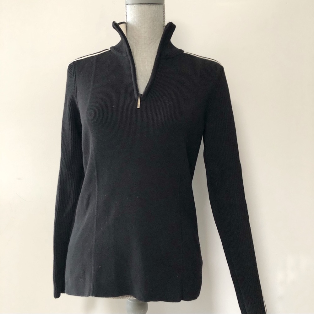 Tommy Hilfiger black half zip ribbed sweater Y2K